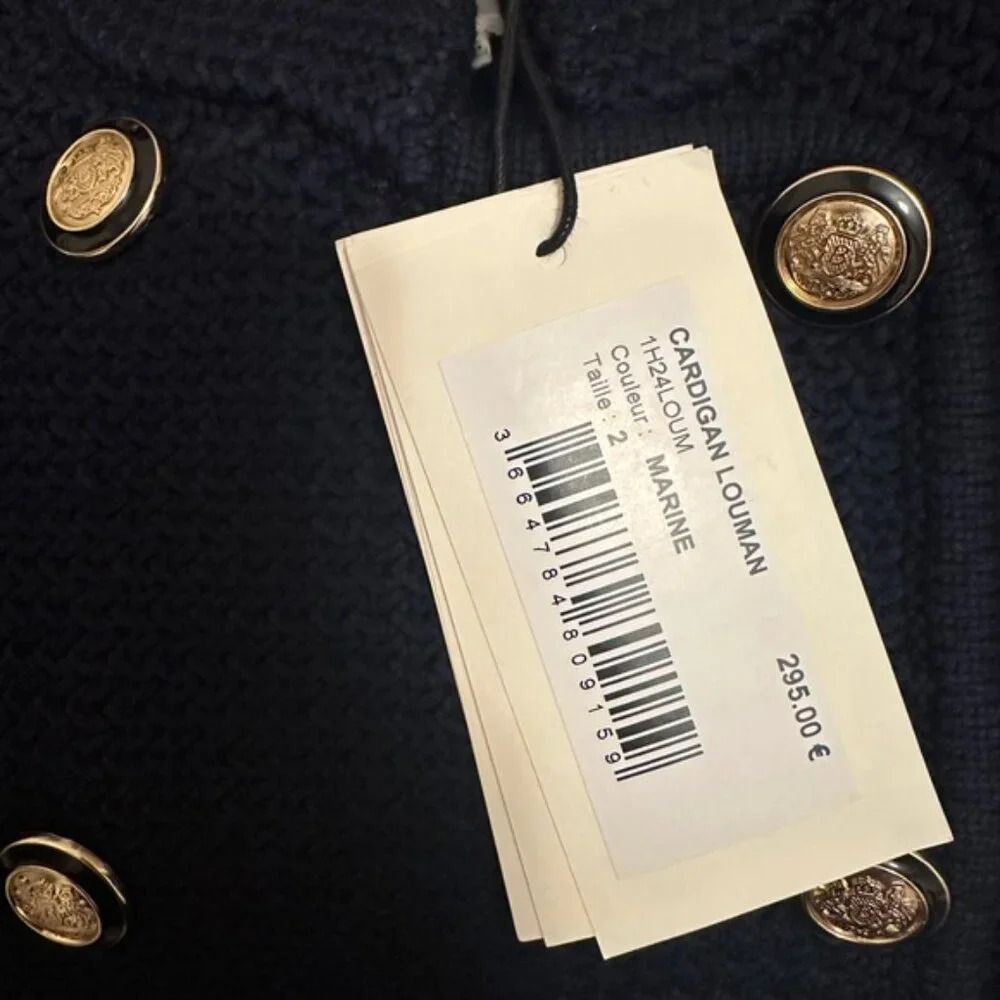 NWT Ba&sh Louman Long Sleeve Cardigan Jacket in Marine Navy Blue | size 2 / M - Picture 11 of 15